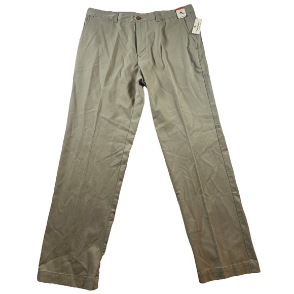 NEW‎ Tommy Bahama Pants Mens 36x32 Straight Beige Chino Flat Front Bryant Tencel